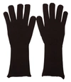 Dolce & Gabbana Brown Cashmere Silk Hands Mitten S Gloves In Brown