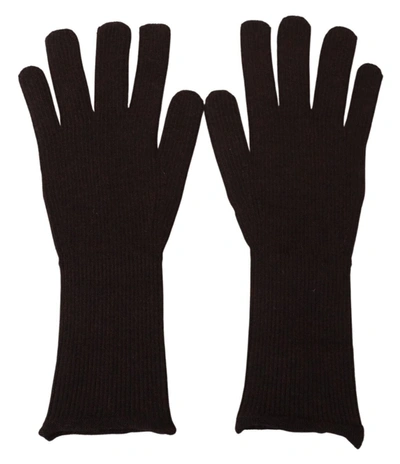 DOLCE & GABBANA DOLCE & GABBANA ELEGANT SILK CASHMERE BROWN MEN'S GLOVES