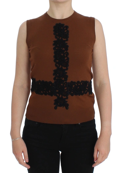 DOLCE & GABBANA DOLCE & GABBANA TIMELESS WOOL AND LACE SLEEVELESS WOMEN'S VEST