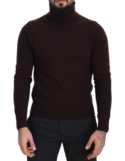 Dolce & Gabbana Elegant Turtleneck Wool Pullover Men's Sweater In Brown