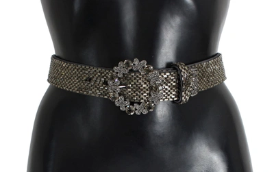 Dolce & Gabbana Embellished Sequined Wide Waist Women's Belt In Gray