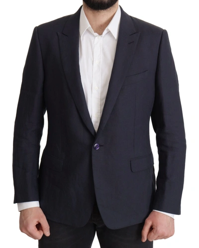 Dolce & Gabbana Elegant Linen Single Breasted Men's Blazer In Blue