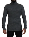 Dolce & Gabbana Dark Gray Nylon Turtleneck Pullover Sweater In Dark Gray