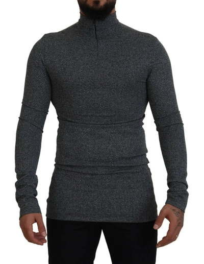 Dolce & Gabbana Dark Gray Nylon Turtleneck Pullover Sweater