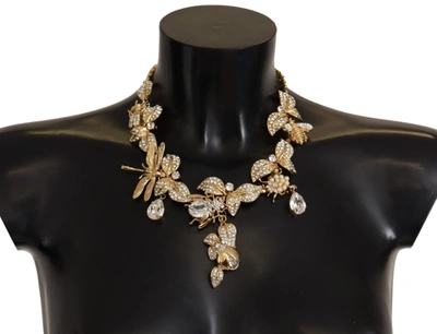 Dolce & Gabbana Gold Brass Floral Sicily Crystal Statement Necklace