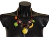 Dolce & Gabbana Gold Brass Sicily Fruits Roses Statement Necklace In Gold