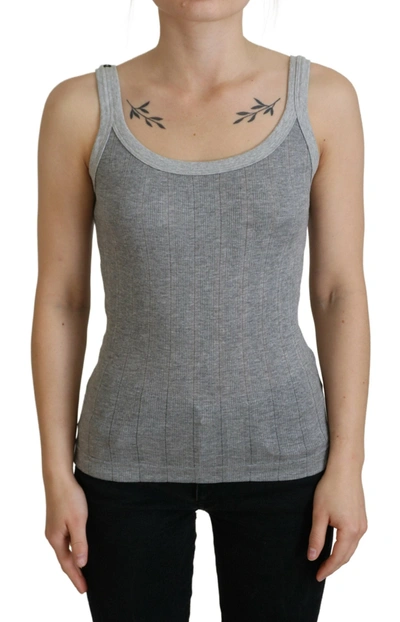 DOLCE & GABBANA DOLCE & GABBANA CHIC GRAY SLEEVELESS MODAL-COTTON WOMEN'S TOP