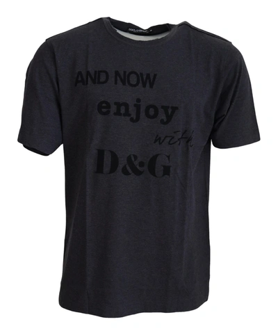 Dolce & Gabbana Gray Crewneck Cotton Short Sleeve  T-shirt