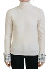 Dolce & Gabbana Ivory Turtleneck Distressed Cuff Pullover Sweater In Off White