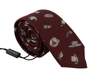 Dolce & Gabbana Maroon Hat Pattern 100% Silk Adjustable Accessory Tie In Maroon