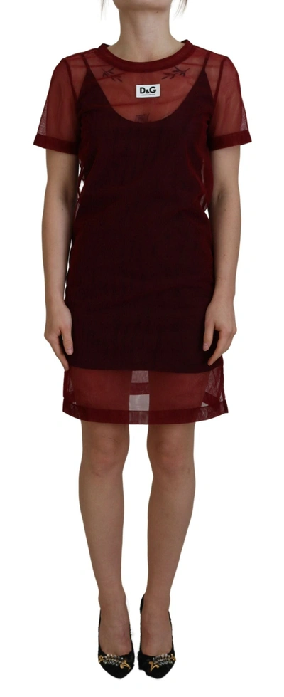 Dolce & Gabbana Maroon Mini Shift Dress - Italian Women's Elegance