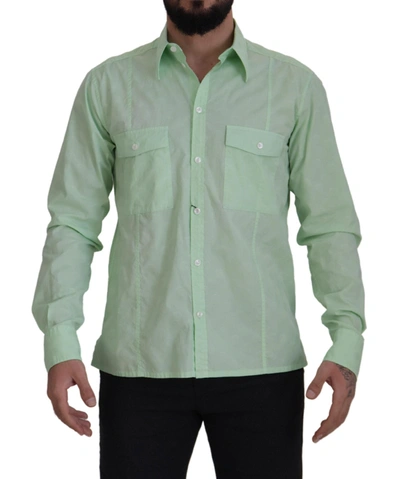 DOLCE & GABBANA DOLCE & GABBANA MINT GREEN SLIM FIT CASUAL BUTTON-DOWN MEN'S SHIRT