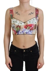 Dolce & Gabbana Multicolor Floral Cropped Bustier Corset Top In Multicolor