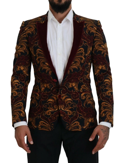 Dolce & Gabbana Floral Single Breasted Martini Men's Blazer In Multicolor