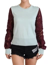 Dolce & Gabbana Multicolor Lace Round Neck Pullover Sweater In Multicolor
