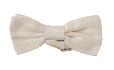 DOLCE & GABBANA DOLCE & GABBANA ELEGANT OFF WHITE SILK BOW MEN'S TIE