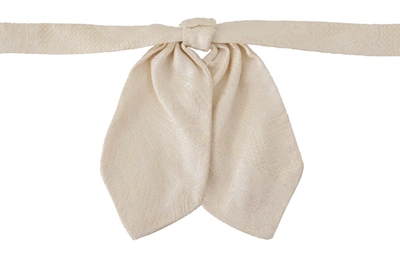 Dolce & Gabbana Off-white 100% Silk Slim Adjustable Neck Papillon Tie In Off White