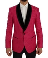 Dolce & Gabbana Pink Floral Brocade Slim Blazer Jacket In Pink