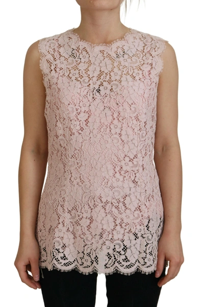 DOLCE & GABBANA DOLCE & GABBANA ELEGANT SHEER LACE SLEEVELESS BLOUSE IN WOMEN'S PINK