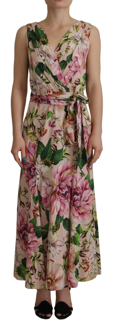 Dolce & Gabbana Elegant Floral Silk Wrap Women's Dress In Pink