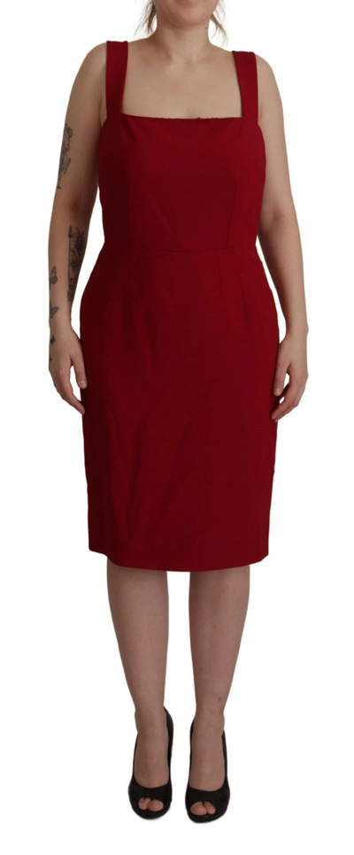 Dolce & Gabbana Elegant Red Square Neck Midi Women's Dress