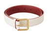 Dolce & Gabbana White Calf Leather Two-toned Gold Metal Buckle Belt In White