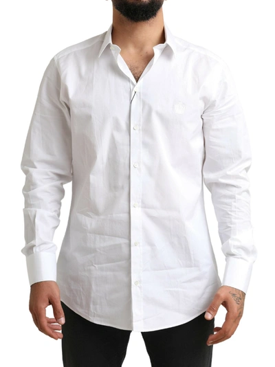 Dolce & Gabbana Formal Cotton Tuxedo Dress Men's Shirt In White