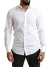 Dolce & Gabbana White Gold Cotton Long Sleeves Men Formal Shirt In White