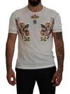 Dolce & Gabbana White Printed Short Sleeves Men T-shirt In White