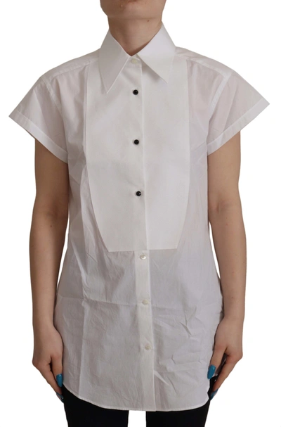 Dolce & Gabbana Elegant White Cotton Collared Women's Shirt