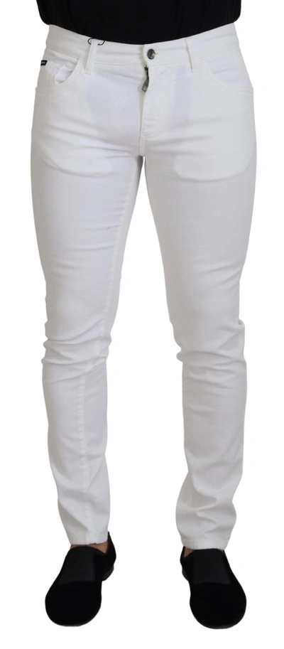 Dolce & Gabbana White Slim Skinny Stretch Cotton Denim Men's Jeans