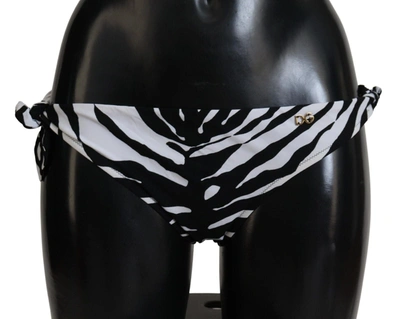 Dolce & Gabbana Zebra Print Bikini Bottom Women's Elegance In Black And White