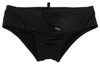 Dsquared2 Black Orange Logo Printed Men Swim Brief Swimwear In Black