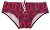 DSQUARED² DSQUARED² CHIC RED SWIM BRIEFS WITH BLUE LOGO MEN'S ACCENT