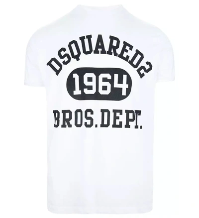 Dsquared² Elevated White Cotton Tee With Bold Contrast Men's Print