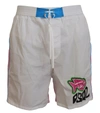 Dsquared2 White Pink Logo Print Men Beachwear Shorts Swimwear In White