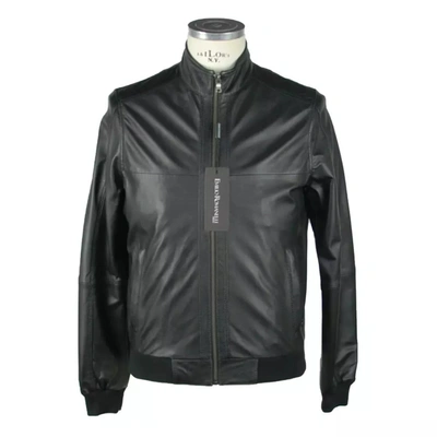 Emilio Romanelli Sleek Black Leather Jacket For Men's Men