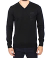 ERMANNO SCERVINO ERMANNO SCERVINO ELEGANT BLACK V-NECK WOOL BLEND MEN'S SWEATER