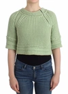 ERMANNO SCERVINO ERMANNO SCERVINO CHIC GREEN CROPPED COTTON WOMEN'S SWEATER