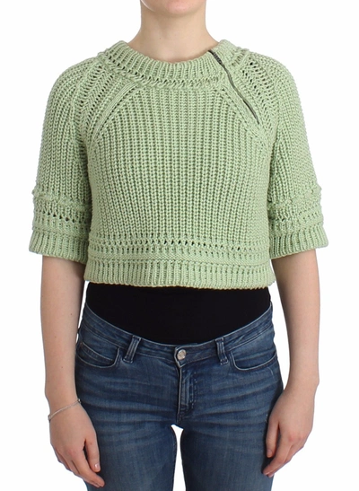 ERMANNO SCERVINO ERMANNO SCERVINO CHIC GREEN CROPPED COTTON WOMEN'S SWEATER