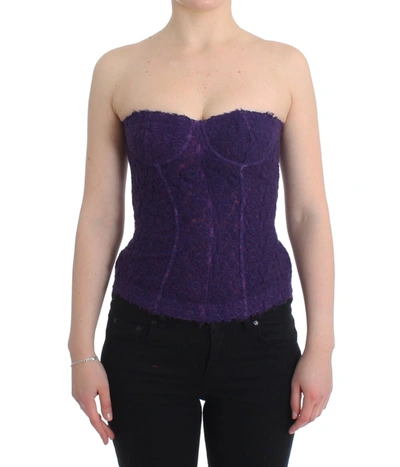 Ermanno Scervino Women  Purple Lingerie Corset Bustier Top Floral Lace