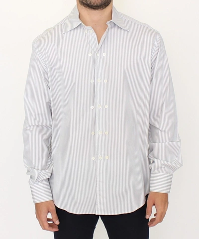 Ermanno Scervino Elegant White And Gray Striped Cotton Men's Shirt