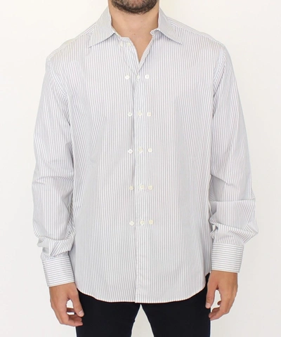 ERMANNO SCERVINO ERMANNO SCERVINO ELEGANT WHITE AND GRAY STRIPED COTTON MEN'S SHIRT