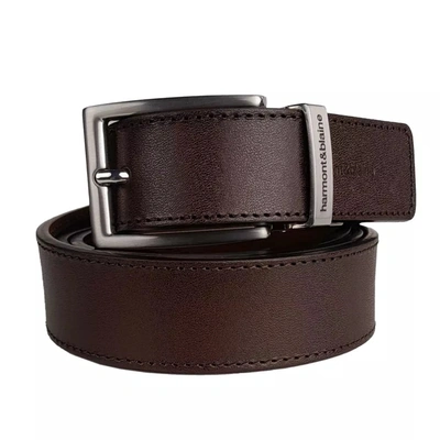 Harmont & Blaine Reversible Calfskin Leather Belt - Dual Style Men's Luxury In Brown