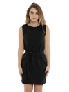 IMPERFECT IMPERFECT CHIC SLEEVELESS COTTON DRESS WITH WAIST WOMEN'S TIE