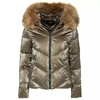 IMPERFECT IMPERFECT ECO-FUR HOODED DOWN JACKET IN WOMEN'S BROWN