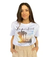 IMPERFECT IMPERFECT EMBOSSED LETTERING WHITE COTTON WOMEN'S TEE