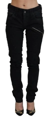 John Galliano Black Cotton Mid Waist Skinny Slim Fit Denim Jeans In Black