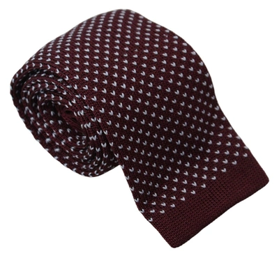 Lanvin Dotted Classic Neckmen's Adjustable Men Silk Men's Tie In Bordeaux