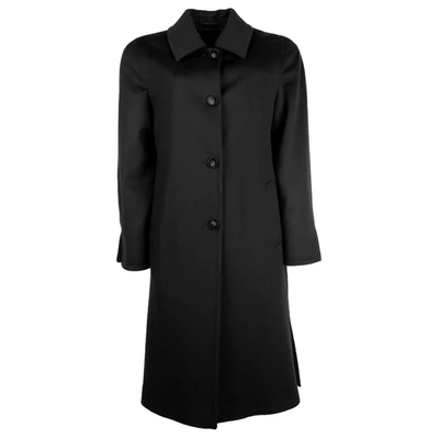 Made In Italy Elegant Virgin Wool Four-button Women's Coat In Black
